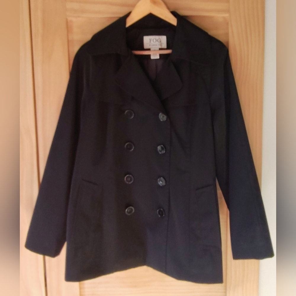 Fog By London Fog Women's Quiet Luxury Short Black Trench Rain Coat Jacket | Lg